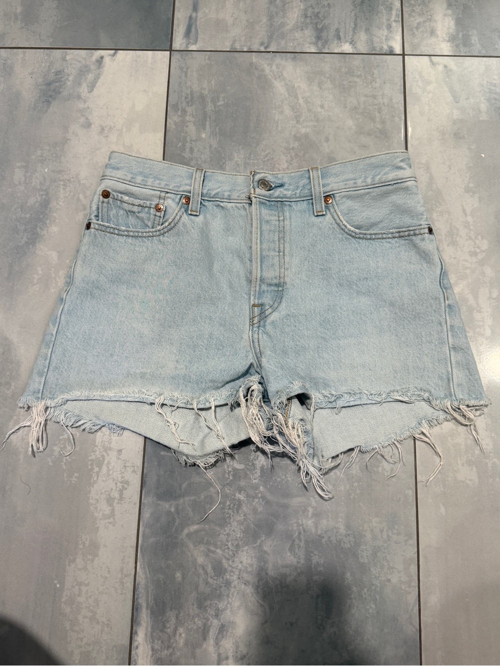 Levi's Light Blue Distressed Denim Cutoff Shorts